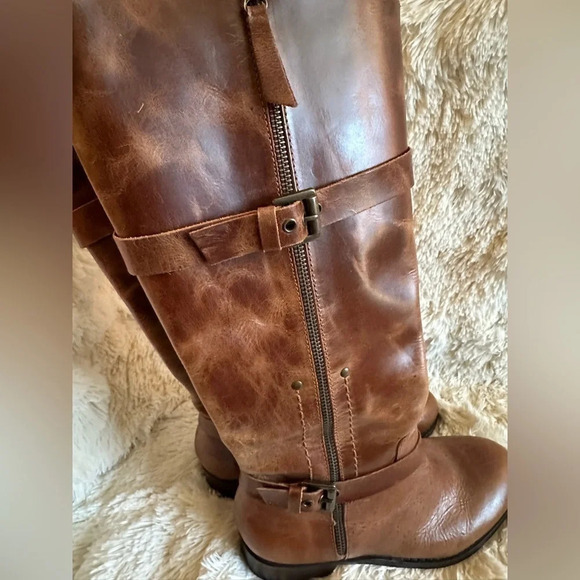 MATISSE Anthropologie 6.5 WIDE CALF Leather Militia Tall Riding Boot Distressed - Picture 12 of 16